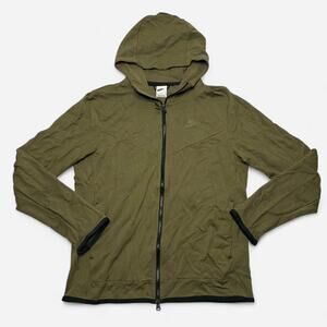 Nike Olive Hooded Full Zip Jacket Men’s Medium Lightweight Athletic Fit